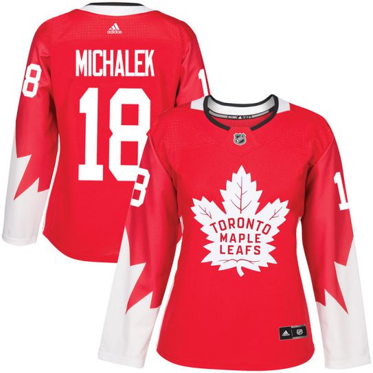 2017 NHL Toronto Maple Leafs women #18 Milan Michalek red jersey->->Women Jersey
